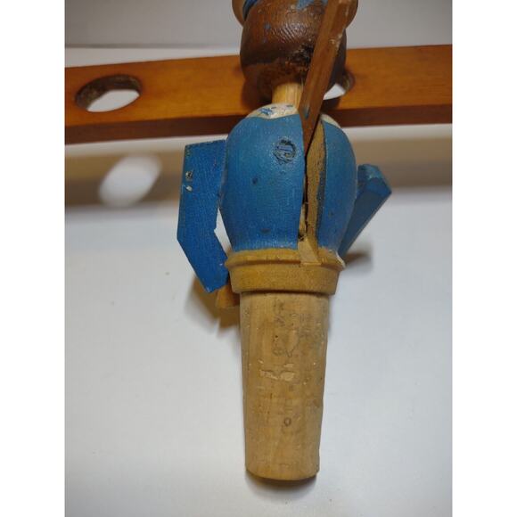 ANRI Sailor Drinks Bottle Stopper Wood Carved Puppet Barware Vintage Mechanical - Picture 5 of 8